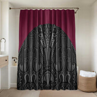 Queensland Maori Rugby Nga Hau e Wha Bathroom Set Maroon Motif LT9 Shower Curtain Only Maroon - Polynesian Pride