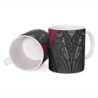 Queensland Maori Rugby Nga Hau e Wha Ceramic Mug Maroon Motif - Polynesian Pride