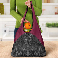 Queensland Maori Rugby Nga Hau e Wha Grocery Bag Maroon Motif