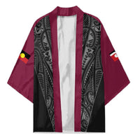 Queensland Maori Rugby Nga Hau e Wha Kimono Maroon Motif - Polynesian Pride