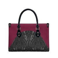 Queensland Maori Rugby Nga Hau e Wha Leather Bag Maroon Motif LT9 - Polynesian Pride