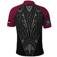 Queensland Maori Rugby Nga Hau e Wha Polo Shirt Maroon Motif