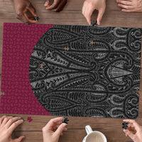 Queensland Maori Rugby Nga Hau e Wha Puzzle Maroon Motif - Polynesian Pride
