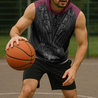 Queensland Maori Rugby Nga Hau e Wha Sleeveless Hoodie Maroon Motif - Polynesian Pride