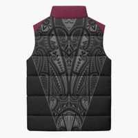 Queensland Maori Rugby Nga Hau e Wha Sleeveless Puffer Jacket Maroon Motif - Polynesian Pride