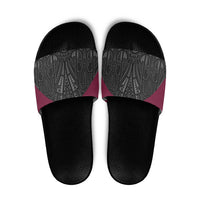 Queensland Maori Rugby Nga Hau e Wha Slide Sandals Maroon Motif LT9 Maroon - Polynesian Pride