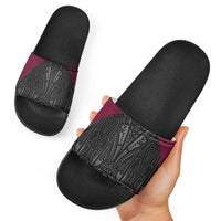 Queensland Maori Rugby Nga Hau e Wha Slide Sandals Maroon Motif LT9 - Polynesian Pride