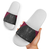 Queensland Maori Rugby Nga Hau e Wha Slide Sandals Maroon Motif LT9 - Polynesian Pride