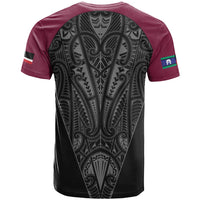 Queensland Maori Rugby Nga Hau e Wha T Shirt Maroon Motif