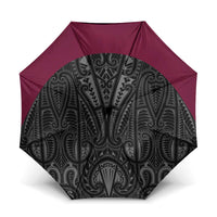 Queensland Maori Rugby Nga Hau e Wha Umbrella Maroon Motif LT9 One Size Folded 11.42 inch Opened Diameter 37.4 inch Maroon - Polynesian Pride