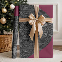 Queensland Maori Rugby Nga Hau e Wha Wrapping Paper Maroon Motif - Polynesian Pride