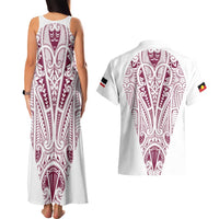 Queensland Maori Rugby Nga Hau e Wha Couples Matching Tank Maxi Dress and Hawaiian Shirt White Motif