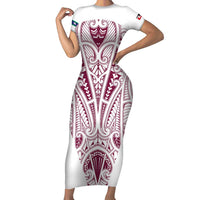 Queensland Maori Rugby Nga Hau e Wha Family Matching Short Sleeve Bodycon Dress and Hawaiian Shirt White Motif
