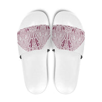 Queensland Maori Rugby Nga Hau e Wha Slide Sandals White Motif LT9 White - Polynesian Pride