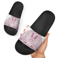 Queensland Maori Rugby Nga Hau e Wha Slide Sandals White Motif LT9 - Polynesian Pride
