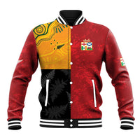 Custom British Lions-AUNZ Baseball Jacket Australia-New Zealand Indigenous Motif LT9 Unisex Red - Polynesian Pride