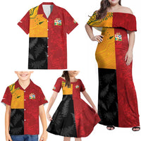 Custom British Lions-AUNZ Family Matching Off Shoulder Maxi Dress and Hawaiian Shirt Australia-New Zealand Indigenous Motif
