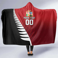 Custom British Lions New Zealand Hooded Blanket Half Black Fern LT9 One Size Red - Polynesian Pride