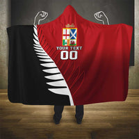 Custom British Lions New Zealand Hooded Blanket Half Black Fern LT9 - Polynesian Pride