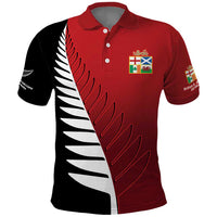 Custom British Lions New Zealand Polo Shirt Half Black Fern LT9 Red - Polynesian Pride