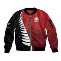 Custom British Lions New Zealand Sleeve Zip Bomber Jacket Half Black Fern