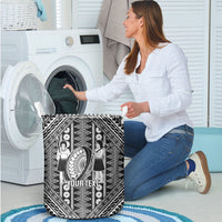 Fiji Custom Rugby National Heritage Laundry Basket Black Traditional Masi Inspired
