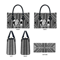 Fiji Custom Rugby National Heritage Leather Bag Black Traditional Masi Inspired