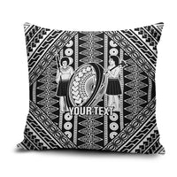 Fiji Custom Rugby National Heritage Pillow Cover Black Traditional Masi Inspired