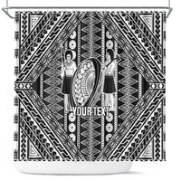 Fiji Custom Rugby National Heritage Shower Curtain Black Traditional Masi Inspired