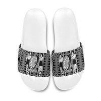 Fiji Custom Rugby National Heritage Slide Sandals Black Traditional Masi Inspired