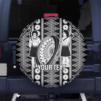 Fiji Custom Rugby National Heritage Spare Tire Cover Black Traditional Masi Inspired