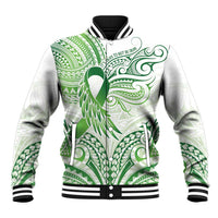 Its Okay Green Ribbon Personalised Baseball Jacket Polynesian Depression Awareness