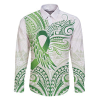 Its Okay Green Ribbon Personalised Family Matching Short Sleeve Bodycon Dress and Hawaiian Shirt Polynesian Depression Awareness