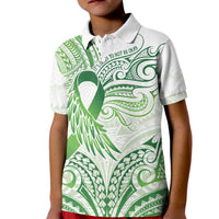Its Okay Green Ribbon Personalised Kid Polo Shirt Polynesian Depression Awareness
