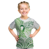 Its Okay Green Ribbon Personalised Kid T Shirt Polynesian Depression Awareness