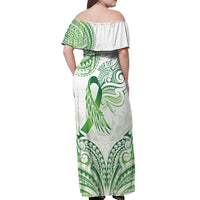 Its Okay Green Ribbon Personalised Off Shoulder Maxi Dress Polynesian Depression Awareness