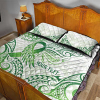 Its Okay Green Ribbon Personalised Quilt Bed Set Polynesian Depression Awareness