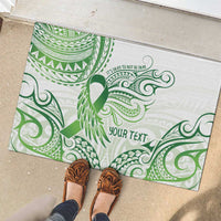 Its Okay Green Ribbon Personalised Rubber Doormat Polynesian Depression Awareness