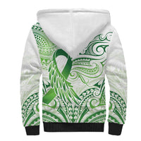 Its Okay Green Ribbon Personalised Sherpa Hoodie Polynesian Depression Awareness