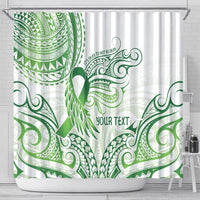 Its Okay Green Ribbon Personalised Shower Curtain Polynesian Depression Awareness