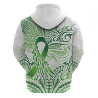 Its Okay Green Ribbon Personalised Zip Hoodie Polynesian Depression Awareness