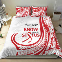 Know Your Status Red Ribbon Personalised Bedding Set Polynesian AIDS Awareness