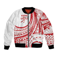 Know Your Status Red Ribbon Personalised Bomber Jacket Polynesian AIDS Awareness