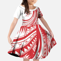 Know Your Status Red Ribbon Personalised Kid Short Sleeve Dress Polynesian AIDS Awareness