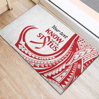 Know Your Status Red Ribbon Personalised Rubber Doormat Polynesian AIDS Awareness