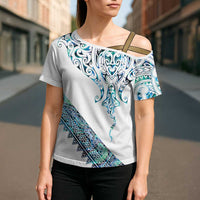 Kahui Whetu Paua shell Kowhaiwhai Taniko Personalised Cross Shoulder Shirt Manta Ray Shark-Turtle Maori Tribal Style