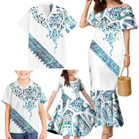Kahui Whetu Paua shell Kowhaiwhai Taniko Personalised Family Matching Mermaid Dress and Hawaiian Shirt Manta Ray Shark-Turtle Maori Tribal Style