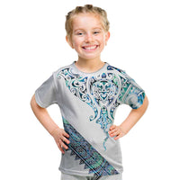 Kahui Whetu Paua shell Kowhaiwhai Taniko Personalised Kid T Shirt Manta Ray Shark-Turtle Maori Tribal Style