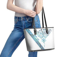 Kahui Whetu Paua shell Kowhaiwhai Taniko Personalised Leather Tote Bag Manta Ray Shark-Turtle Maori Tribal Style