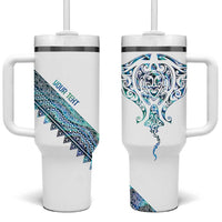 Kahui Whetu Paua shell Kowhaiwhai Taniko Personalised Tumbler With Handle Manta Ray Shark-Turtle Maori Tribal Style